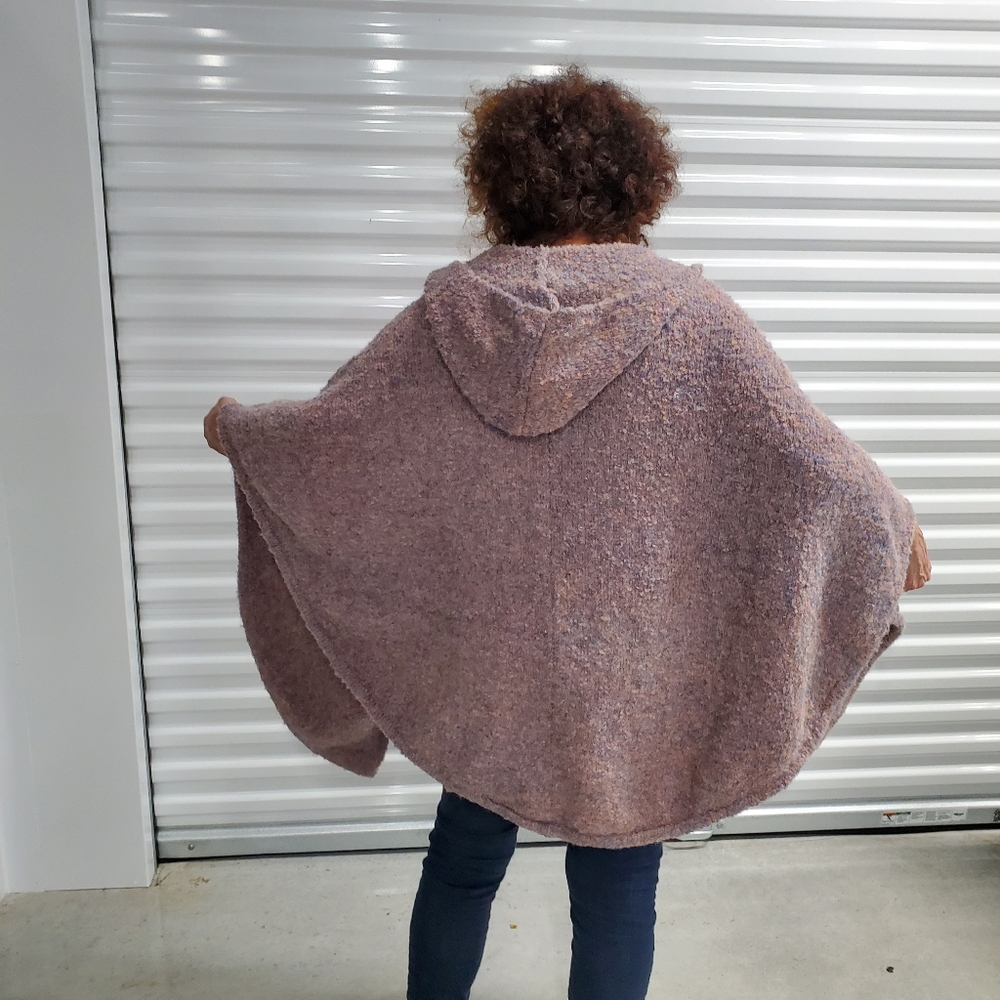 Free People NWOT Hooded Women's Sweater Wrap in Mauve And Blues